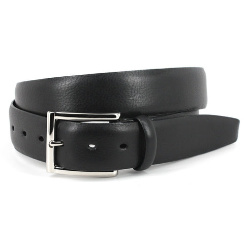 Italian Glazed Milled Calfskin Belt in Black by Torino Leather Co.