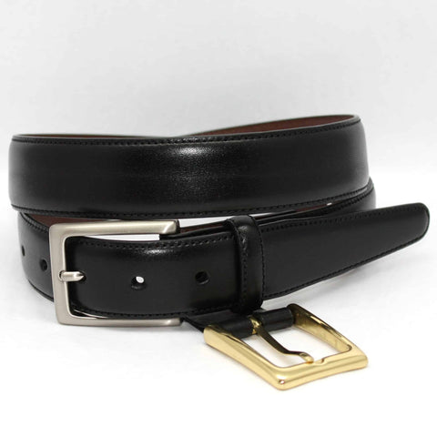 Glazed Kipskin Double Buckle Option Belt in Black by Torino Leather Co.