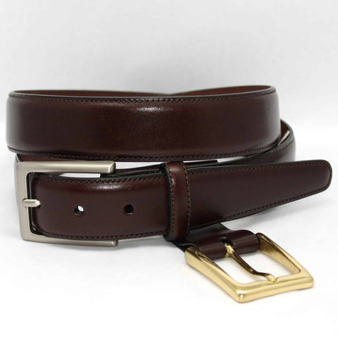 Glazed Kipskin Double Buckle Option Belt in Cognac Brown by Torino Leather Co.