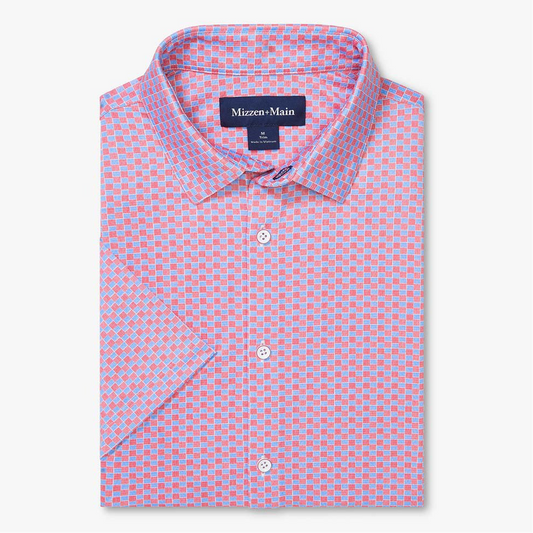 Halyard Short Sleeve Dress Shirt in Red Clay Weave by Mizzen+Main