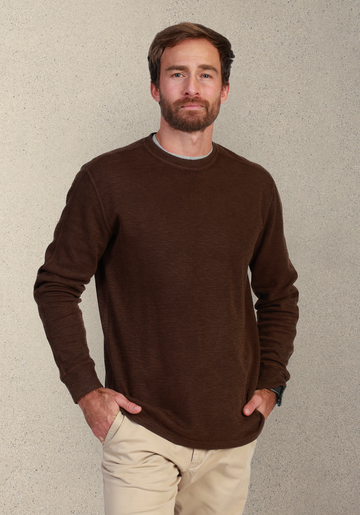 Jackson Modern Thermal Crewneck in Chocolate by True Grit