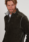 Apres Lux Chenille Quarter-Zip in Olive by True Grit