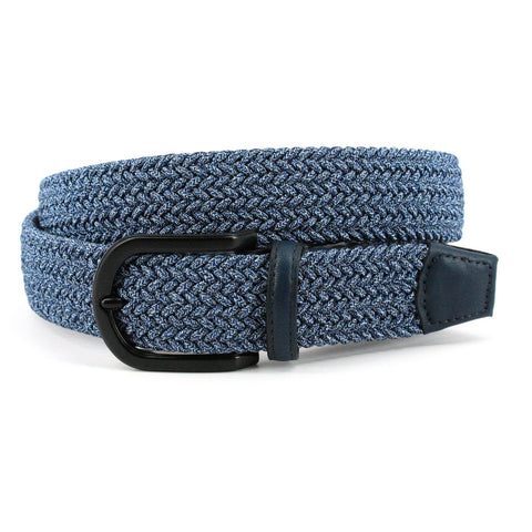 Italian Braided Melange Rayon Elastic Belt in Navy by Torino Leather Co.
