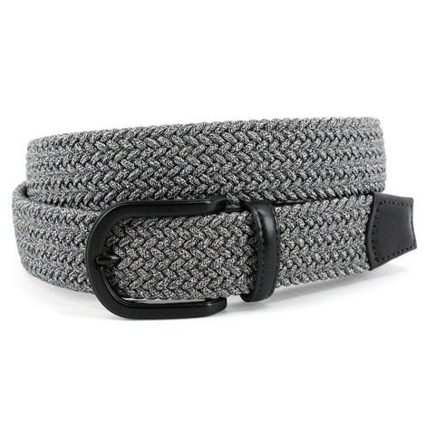 Italian Braided Melange Rayon Elastic Belt in Grey by Torino Leather Co.