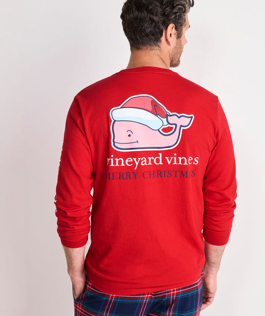 Santa Whale Long Sleeve Pocket Tee in Red Velvet by Vineyard Vines