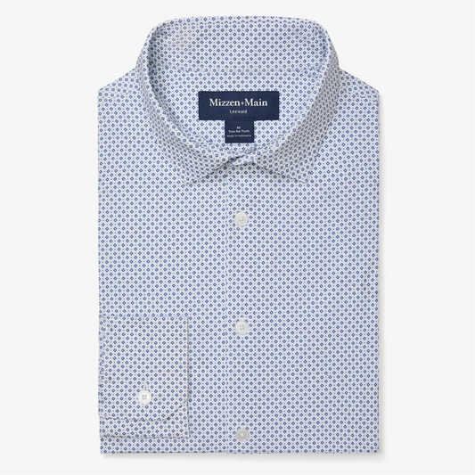 Leeward No Tuck Dress Shirt in Coastal Fjord Diamond Mosaic by Mizzen+Main