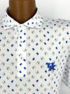 University of Kentucky Performance Drinks Polo in White/Blue by Horn Legend