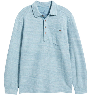 Bella Bay Long Sleeve Textured Cotton Blend Pocket Polo in Malachite Heather by Tommy Bahama