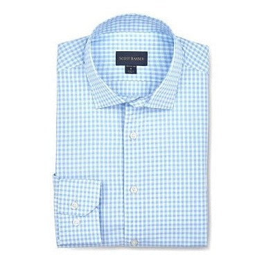 Organic Cotton Gingham Shirt in Sky by Scott Barber