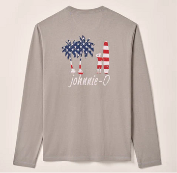 US Palm Long Sleeve Pocket T-Shirt in Steel by Johnnie-O