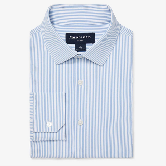 Leeward Dress Shirt in Bel Air Blue Banker Stripe by Mizzen+Main