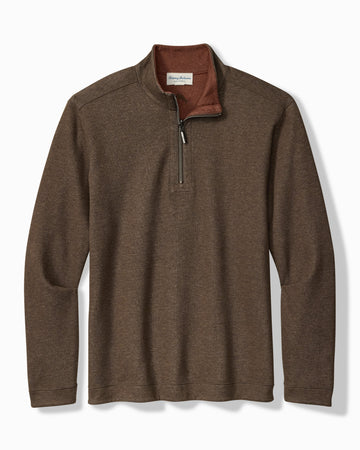 Flipview Reversible Half-Zip Sweatshirt in Brownstone Heather by Tommy Bahama