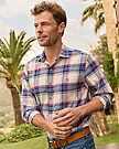 Canyon Beach Window Pane Stretch Flannel Shirt in Bleached Sand by Tommy Bahama