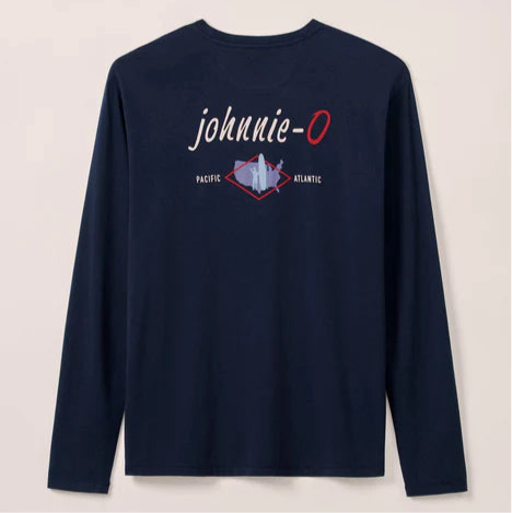 Coastal Way Long Sleeve Pocket T-Shirt in Navy by Johnnie-O