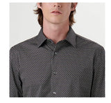 James Geometric OoohCotton Shirt in Black by Bugatchi