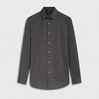 James Geometric OoohCotton Shirt in Black by Bugatchi