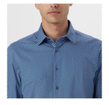 James Geometric OoohCotton Shirt in Classic Blue by Bugatchi