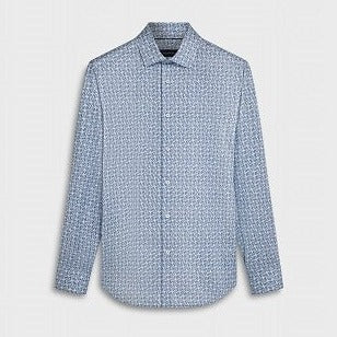 James Geometric OoohCotton Shirt in Air Blue by Bugatchi