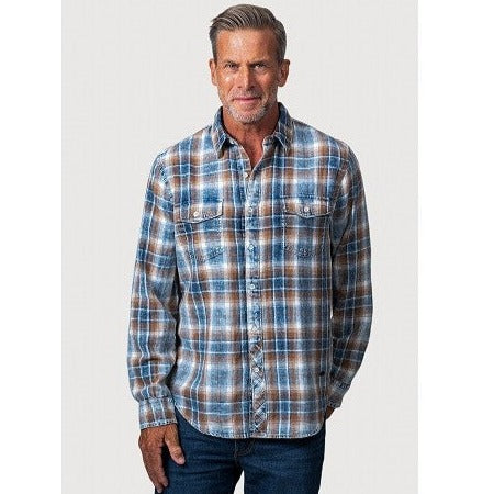 Austin Long-Sleeve Two-Pocket Shirt in Brown by True Grit