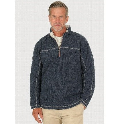 Bonded Vintage Cord 1/4 Zip Pullover in Blue by True Grit