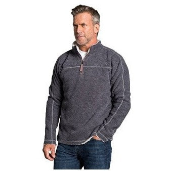 Bonded Vintage Cord 1/4 Zip Pullover in Charcoal by True Grit