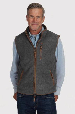 Herringbone Fleece Zip Vest in Harley Black by True Grit