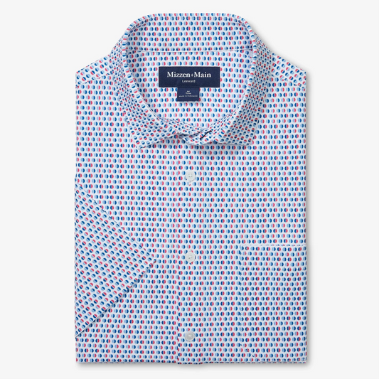 Leeward Short Sleeve Dress Shirt in White Abstract Circle by Mizzen+Main