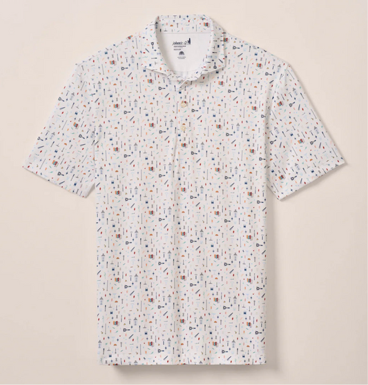 Bar Cart Performance Jersey Polo in White by Johnnie-O