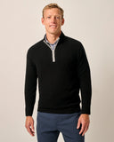 Mayfair Cashmere Quarter Zip Sweater in Black by Johnnie-O