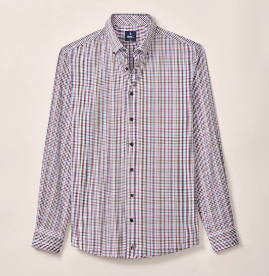 Adelson Natural Performance Button Down Shirt in Coffee by Johnnie-O