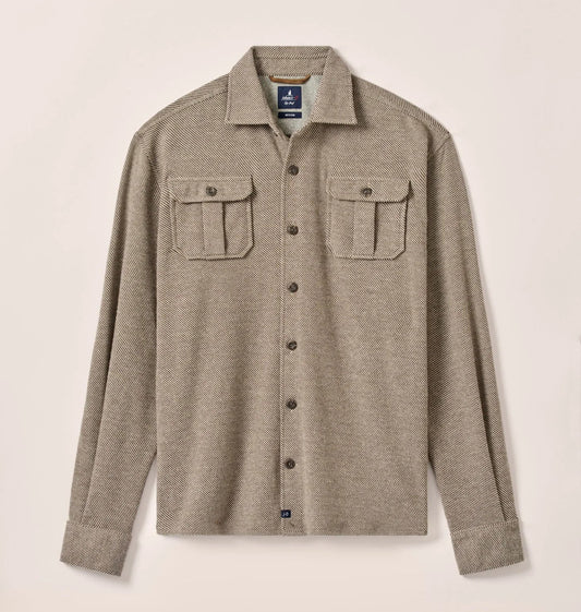 Carl Stretch Knit Flannel Lodge Shirt in Havana by Johnnie-O