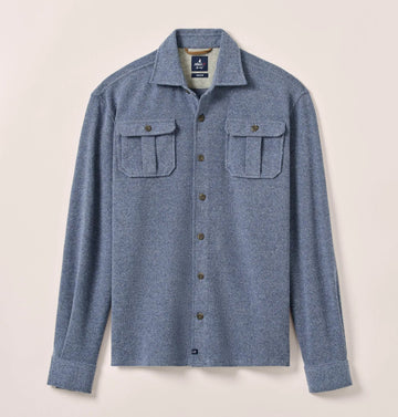 Carl Stretch Knit Flannel Lodge Shirt in Laguna Blue by Johnnie-O