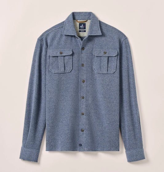 Carl Stretch Knit Flannel Lodge Shirt in Laguna Blue by Johnnie-O