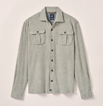 Carl Stretch Knit Flannel Lodge Shirt in Light Gray by Johnnie-O
