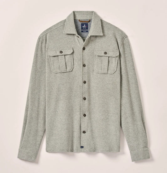Carl Stretch Knit Flannel Lodge Shirt in Light Gray by Johnnie-O