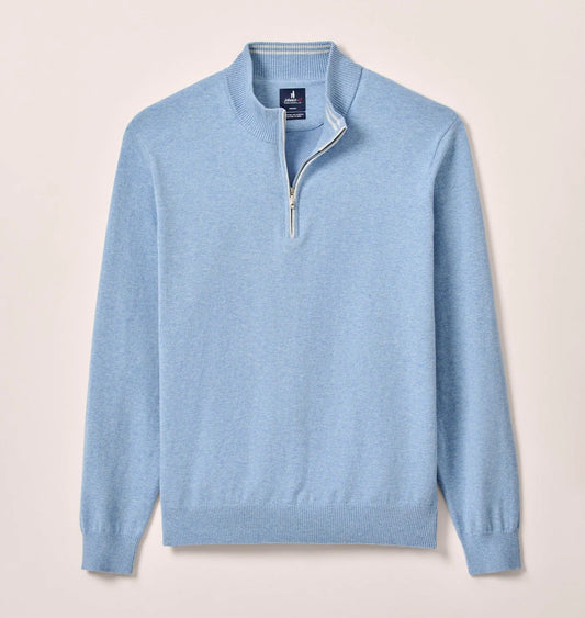 Desmond Plaited Cotton Blend 1/4 Zip Sweater in Infinity by Johnnie-O