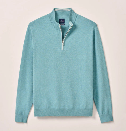Desmond Plaited Cotton Blend 1/4 Zip Sweater in Mahalo by Johnnie-O