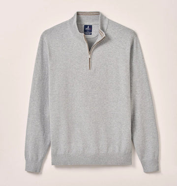 Desmond Plaited Cotton Blend 1/4 Zip Sweater in Pebble by Johnnie-O