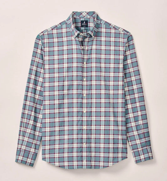 Feldy Featherweight Performance Button Down Shirt in Laguna Blue by Johnnie-O