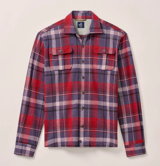Gustaf Stretch Knit Flannel Lodge Shirt in Malibu Red by Johnnie-O