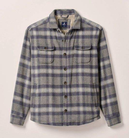 Hassler Cashmere Blend Sherpa-Lined Shacket in Light Gray by Johnnie-O