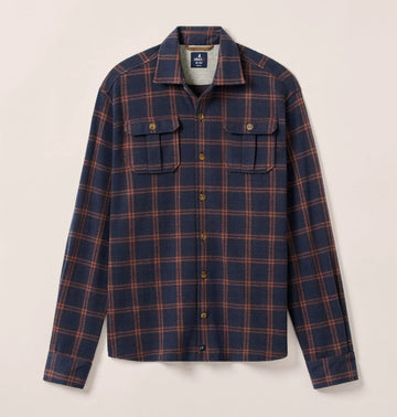 Judah Stretch Knit Flannel Lodge Shirt in Coffee by Johnnie-O
