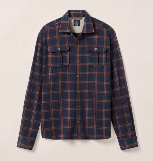 Judah Stretch Knit Flannel Lodge Shirt in Coffee by Johnnie-O