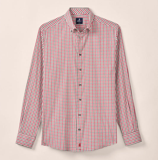 Kirtland Natural Performance Button Down Shirt in Malibu Red by Johnnie-O