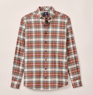 Knick Performance Flannel Button Down Shirt in Pumpkin by Johnnie-O