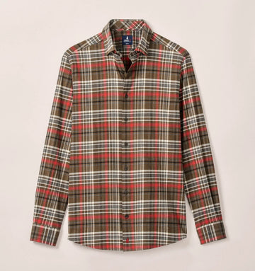 Langston Performance Flannel Button Down Shirt in Coffee by Johnnie-O