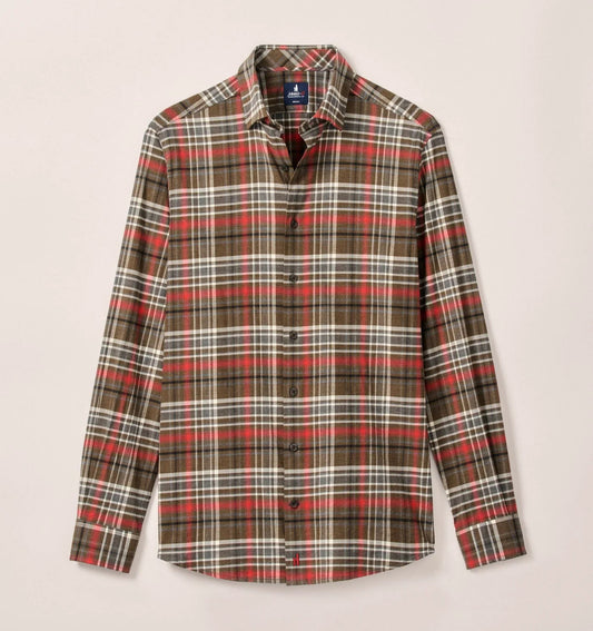 Langston Performance Flannel Button Down Shirt in Coffee by Johnnie-O