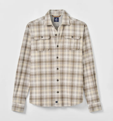 Marcelo Stretch Knit Flannel Lodge Shirt in Light Gray by Johnnie-O