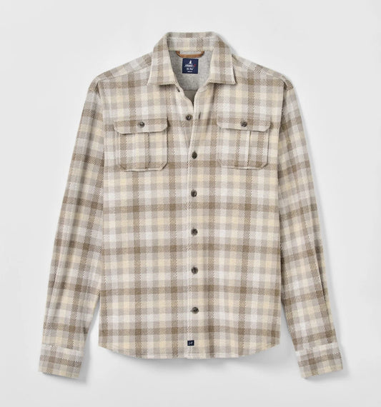 Marcelo Stretch Knit Flannel Lodge Shirt in Light Gray by Johnnie-O