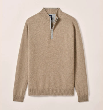 Niccolo Top Shelf Cashmere 1/4 Zip Sweater in Alpaca by Johnnie-O